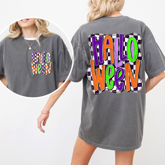 Halloween Neon Checker PNG