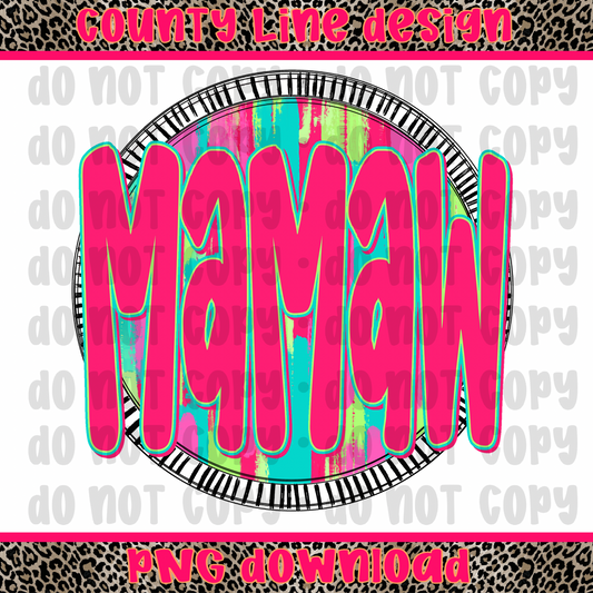 Mamaw Neon Circle PNG