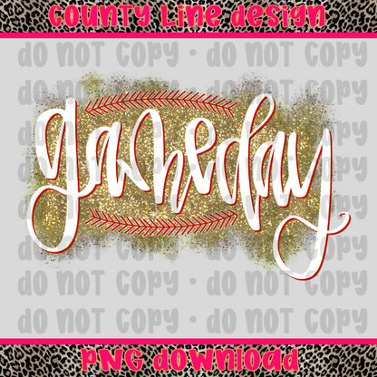 Baseball game day glitter PNG