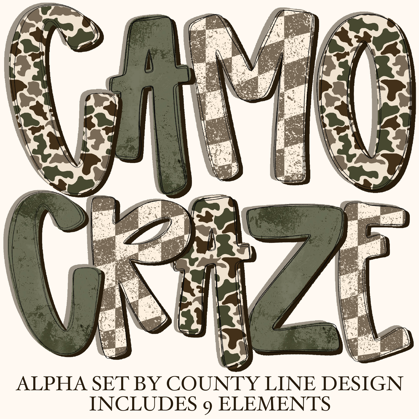 Camo Craze Alpha Set PNGs - 3 ALPHA SETS! 9 elements!