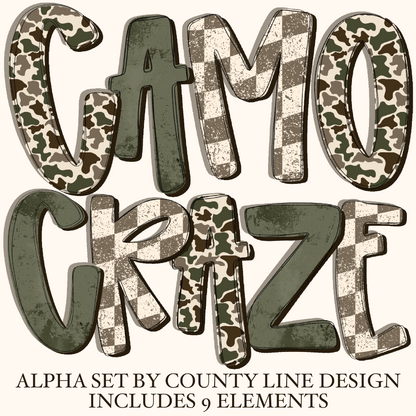 Camo Craze Alpha Set PNGs - 3 ALPHA SETS! 9 elements!