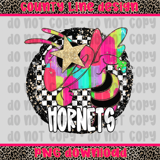 Hornets Neon Retro Mascot PNG