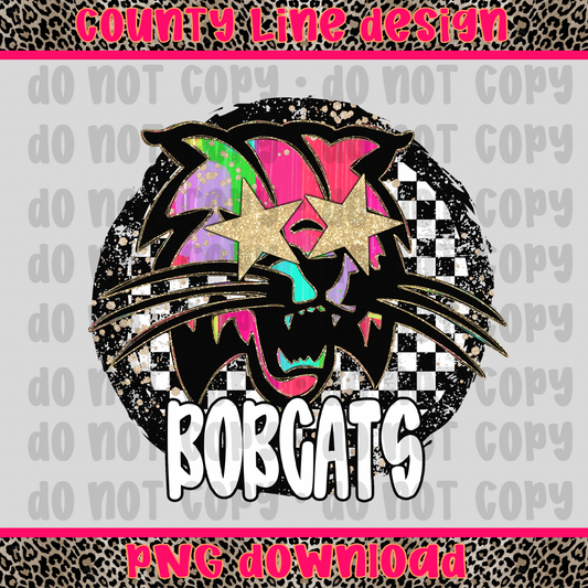 Bobcats Neon Retro Mascot PNG