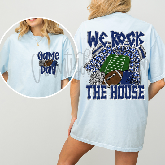 We Rock The House Football - Navy/Silver PNG