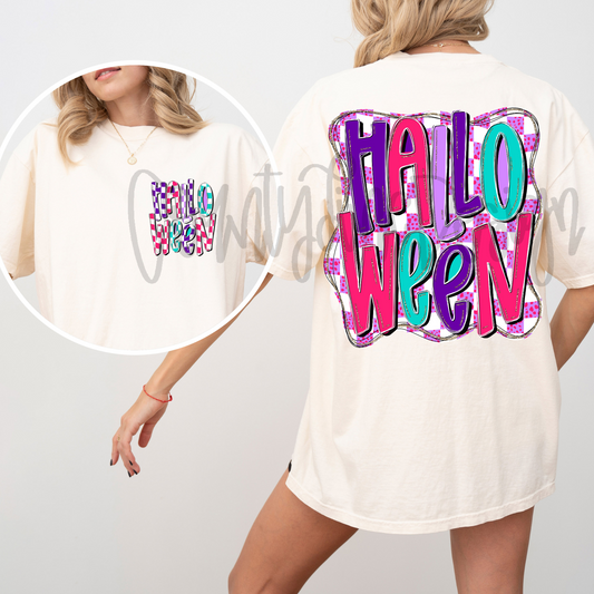 Halloween Pink Checker PNG