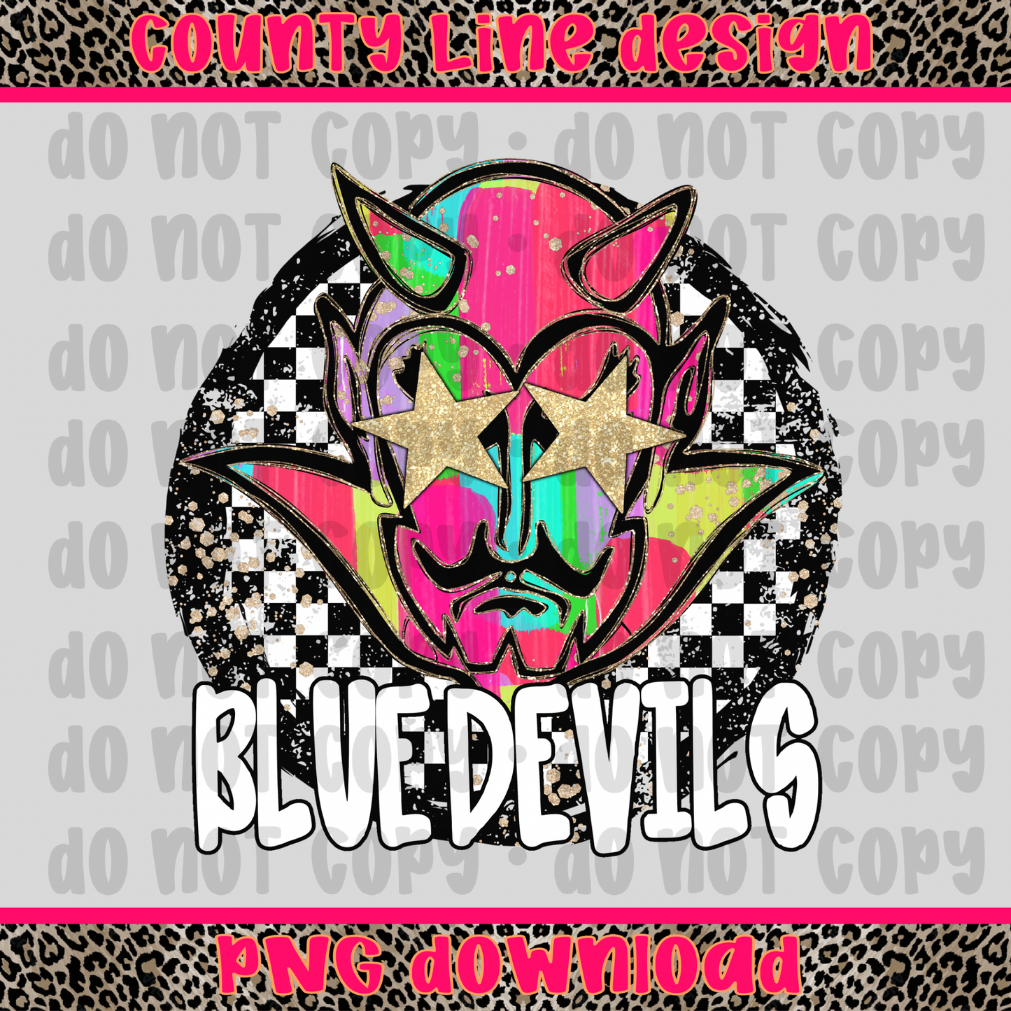 Blue devils Neon Retro Mascot PNG