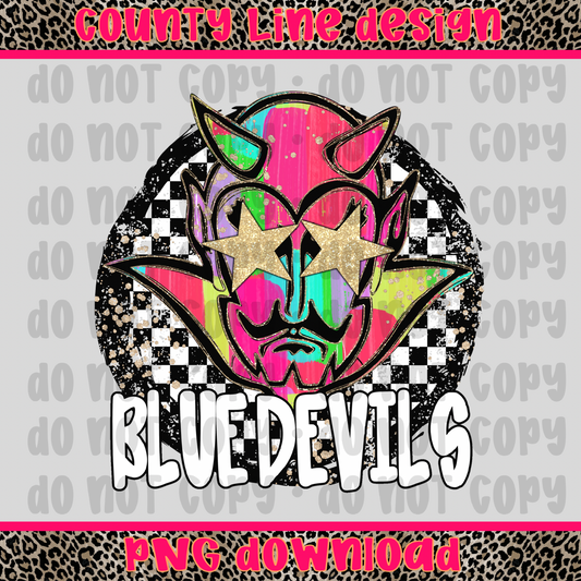 Blue devils Neon Retro Mascot PNG
