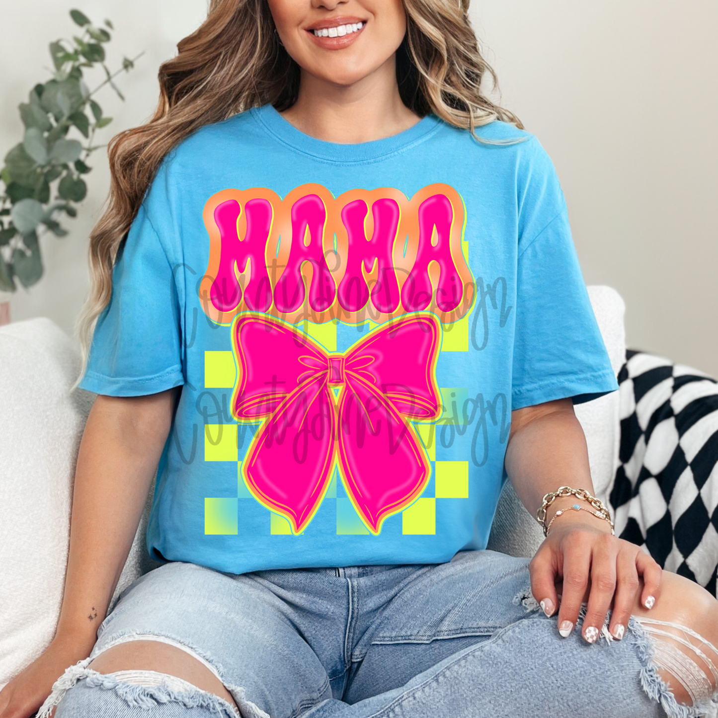 Mama Neon Bow PNG