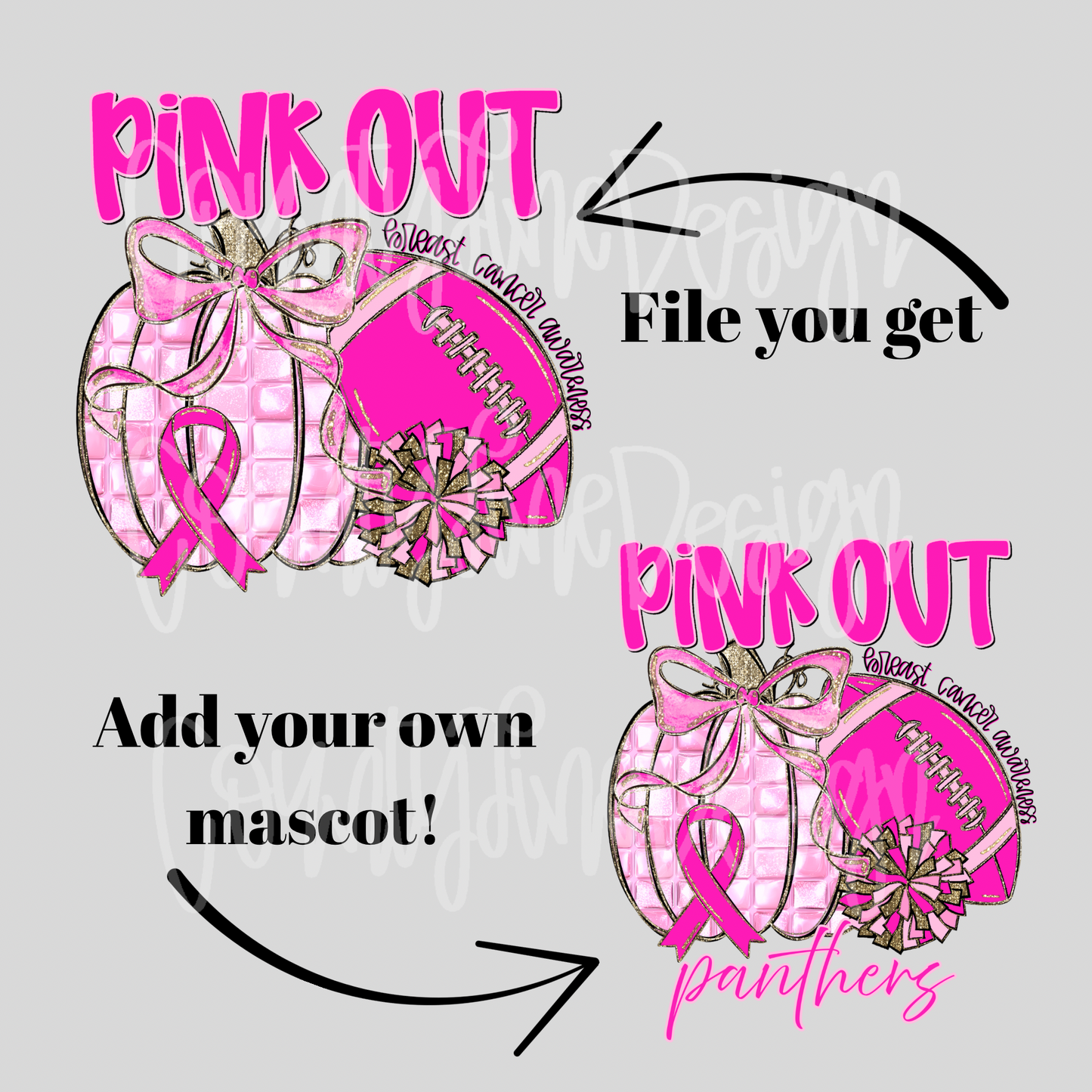 Pink Out Football PNG - Add your own mascot!