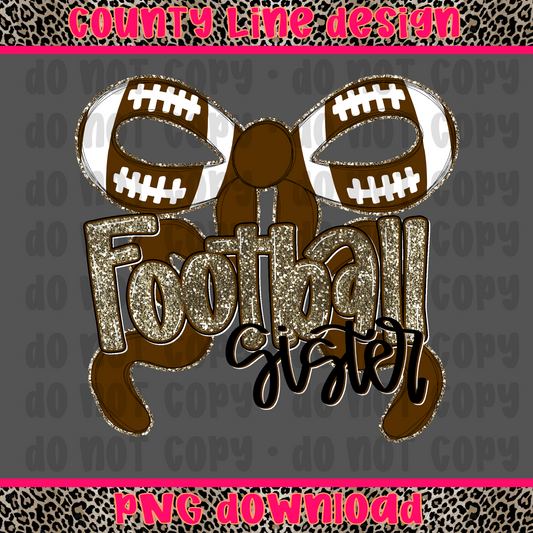 Football Sister bow PNG