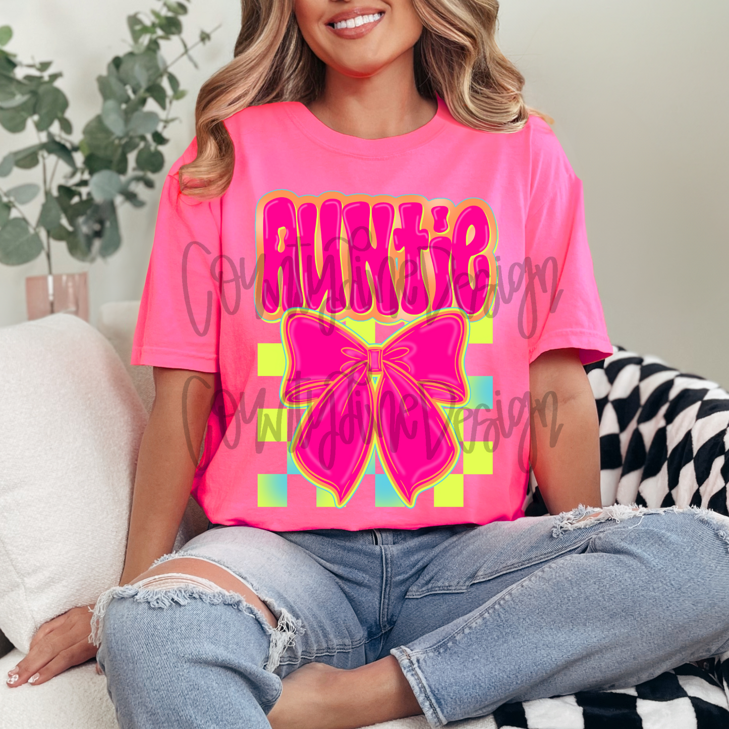 Auntie Neon Bow PNG