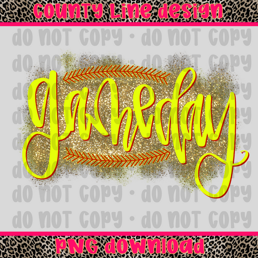 Softball game day glitter PNG