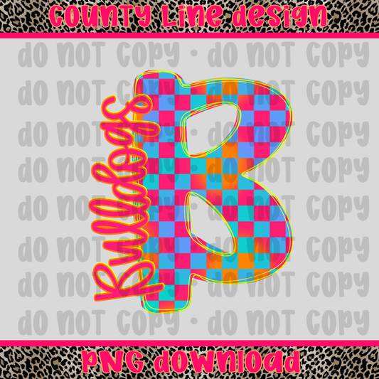 Bulldogs Neon Checker PNG