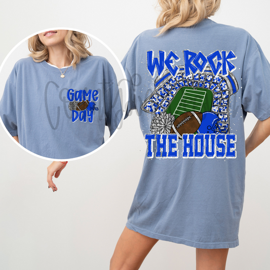 We Rock The House Football - Royal/Silver PNG