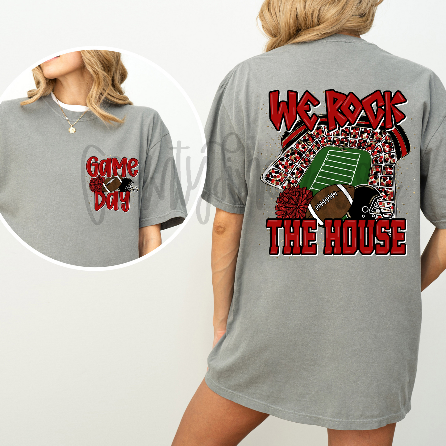 We Rock The House Football - Red/Black PNG
