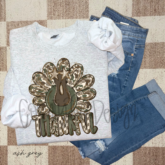 Thankful Preppy Camo Turkey PNG