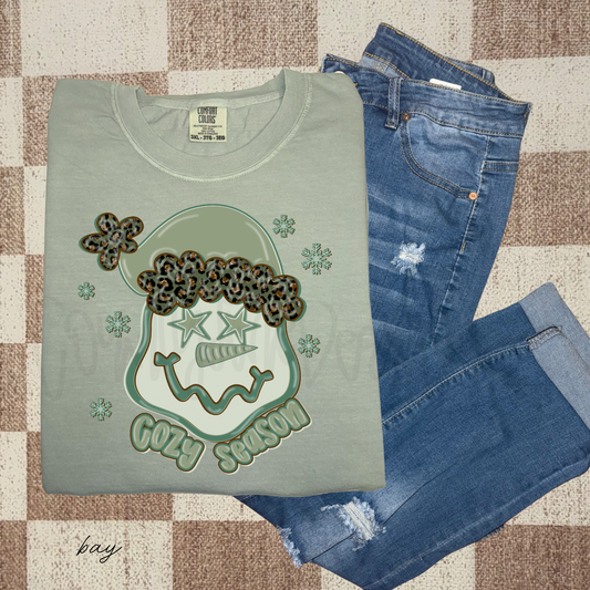 Cozy Season Green Leopard Snowman PNG