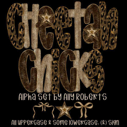 Cheetah Chicks Alpha Set PNGs - 3 ALPHA SETS! 3 elements!