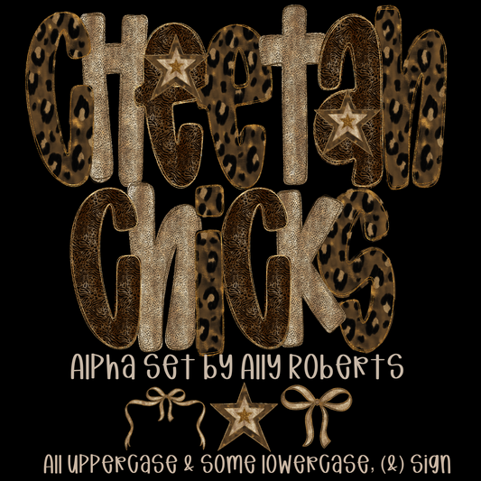 Cheetah Chicks Alpha Set PNGs - 3 ALPHA SETS! 3 elements!