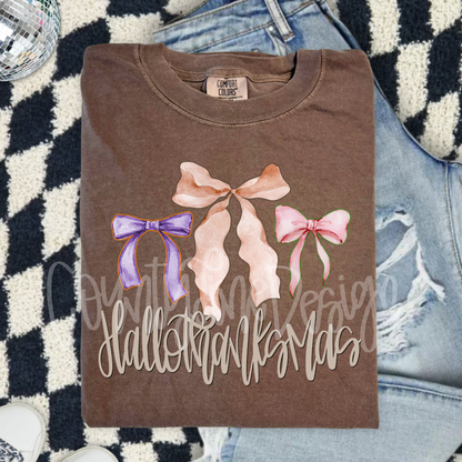 Hallothanksmas Watercolor Bows PNG