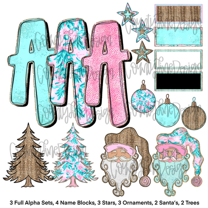 Merry & Pink Alpha Set PNGs - 3 ALPHA SETS! 14 elements!