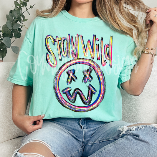 Stay Wild messy smiley PNG
