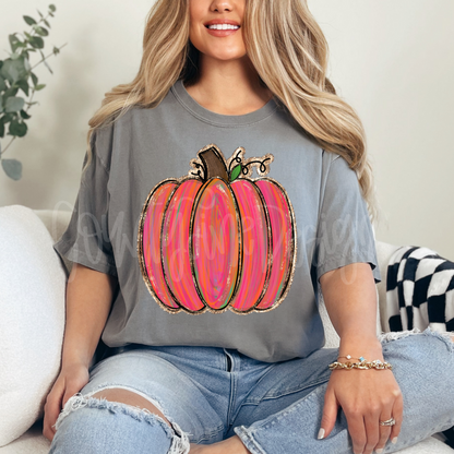 Neon Gold Foil Pumpkin PNG