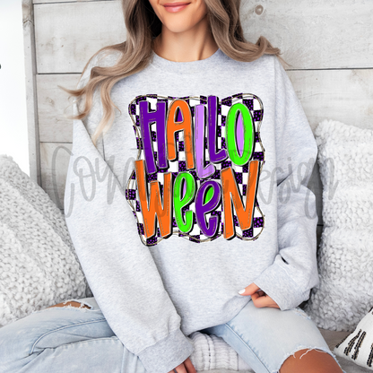 Halloween Neon Checker PNG
