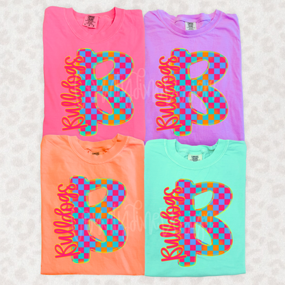 HAND LETTER MASCOT ADD ON - Neon Checker Alpha Set