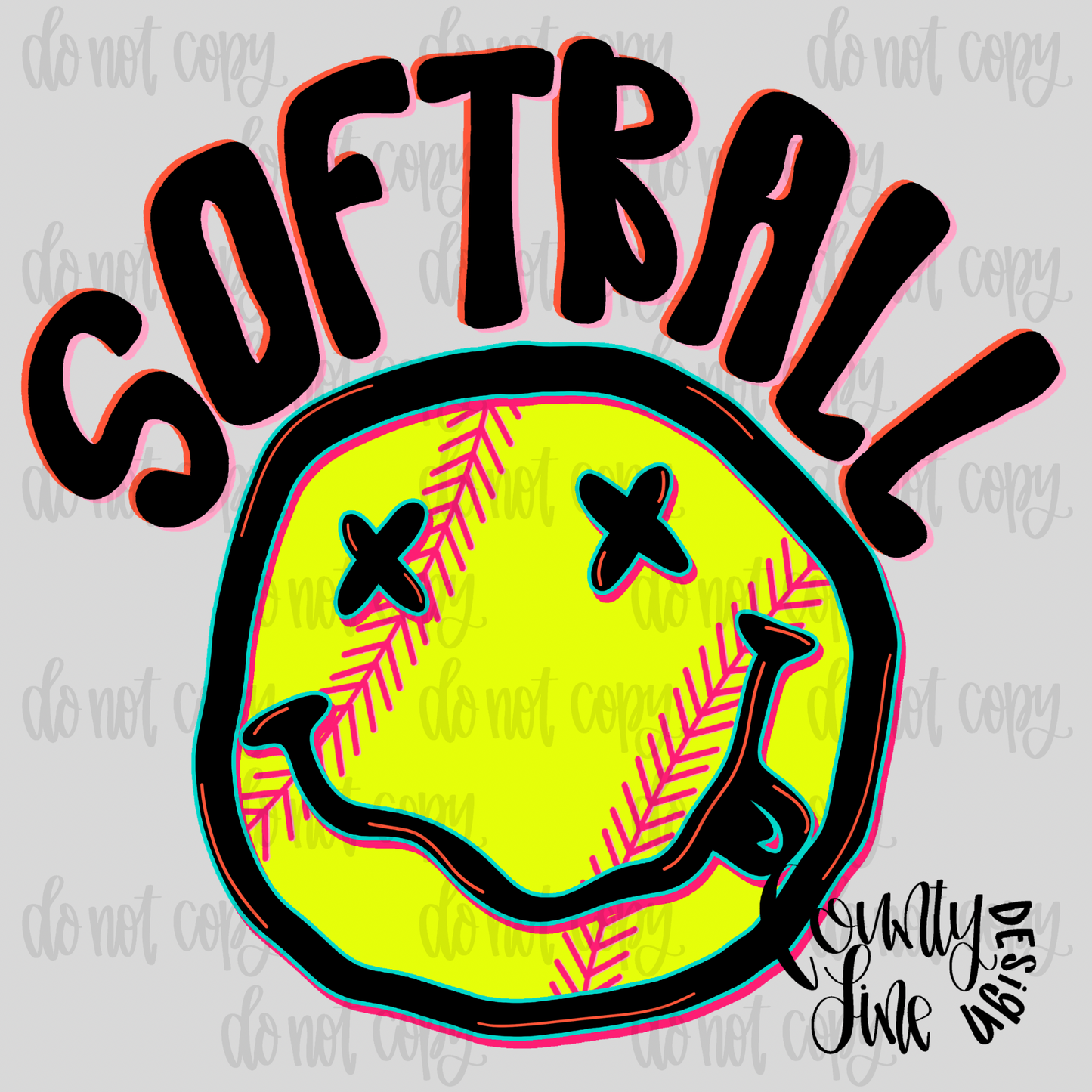 Softball Neon Retro PNG