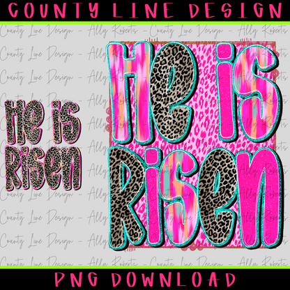 He is risen neon/leopard PNG - POCKET DESIGN INCLUDED