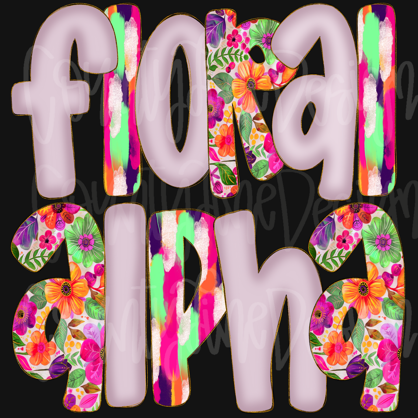Floral Alpha BUNDLE PNGs - 3 ALPHA SETS!