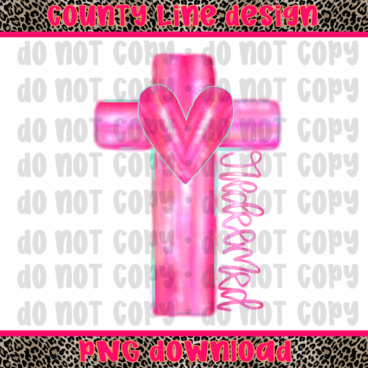 Redeemed Cross Heart PNG