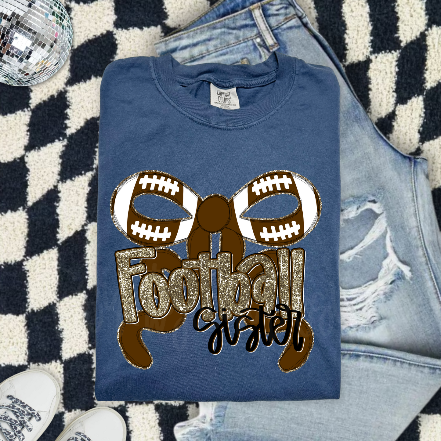 Football Sister bow PNG