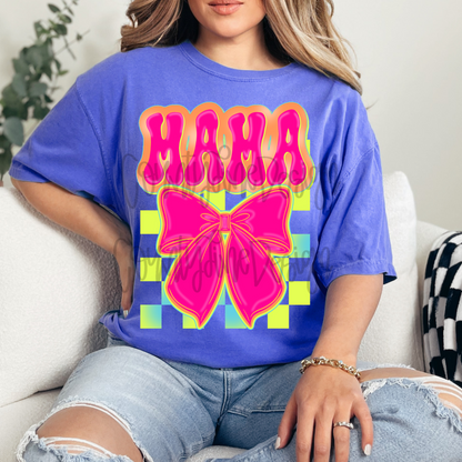 Mama Neon Bow PNG