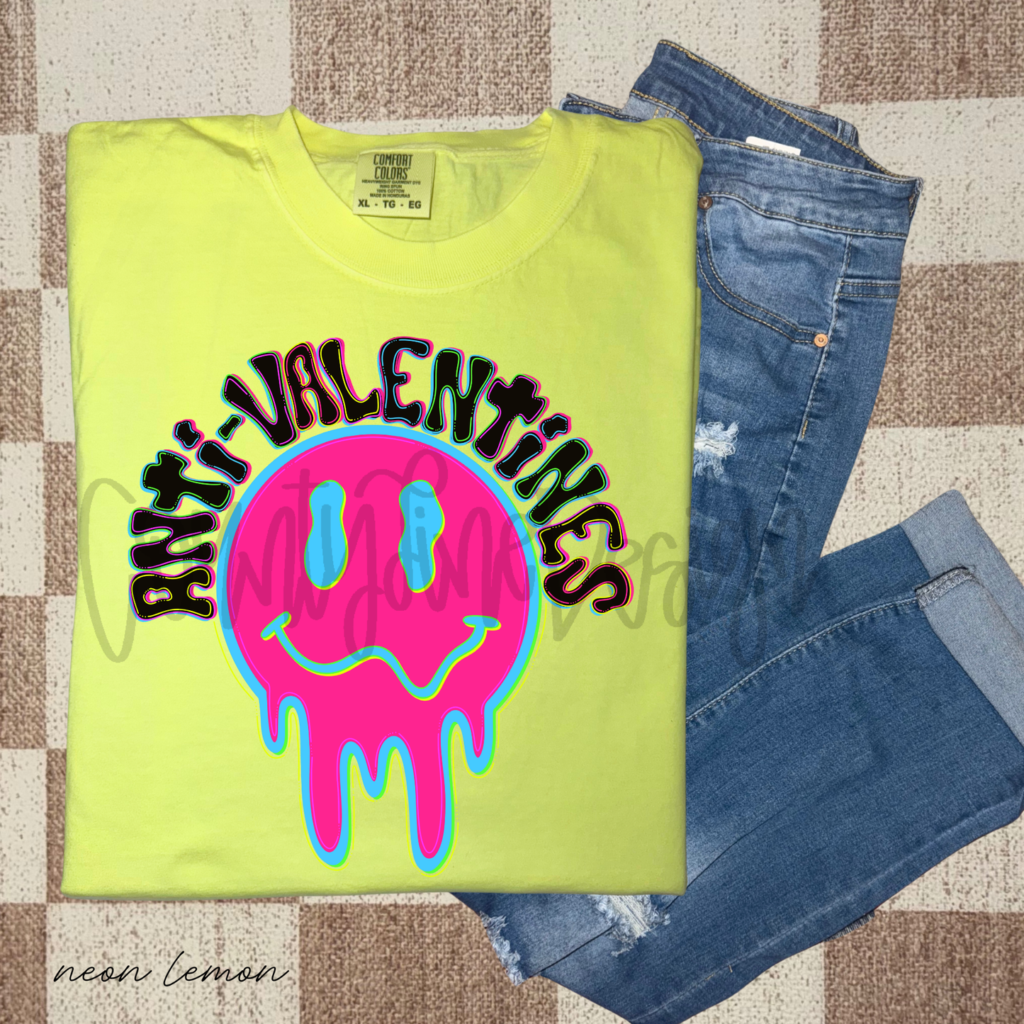 Anti-Valentines Neon Smiley PNG