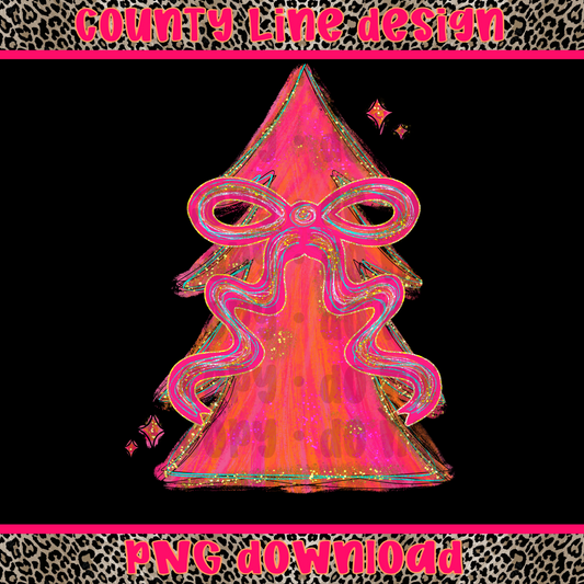 Christmas Tree bow Neon PNG