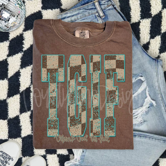 TGIF Fall Checker Distressed PNG