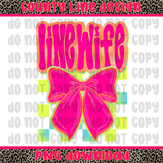 Line Wife Neon Bow PNG