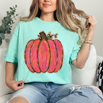 Neon Gold Foil Pumpkin PNG