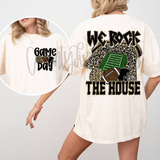 We Rock The House Football - Black/Vegas Gold PNG