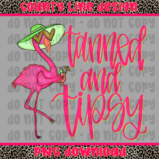 Tanned & Tipsy Flamingo PNG