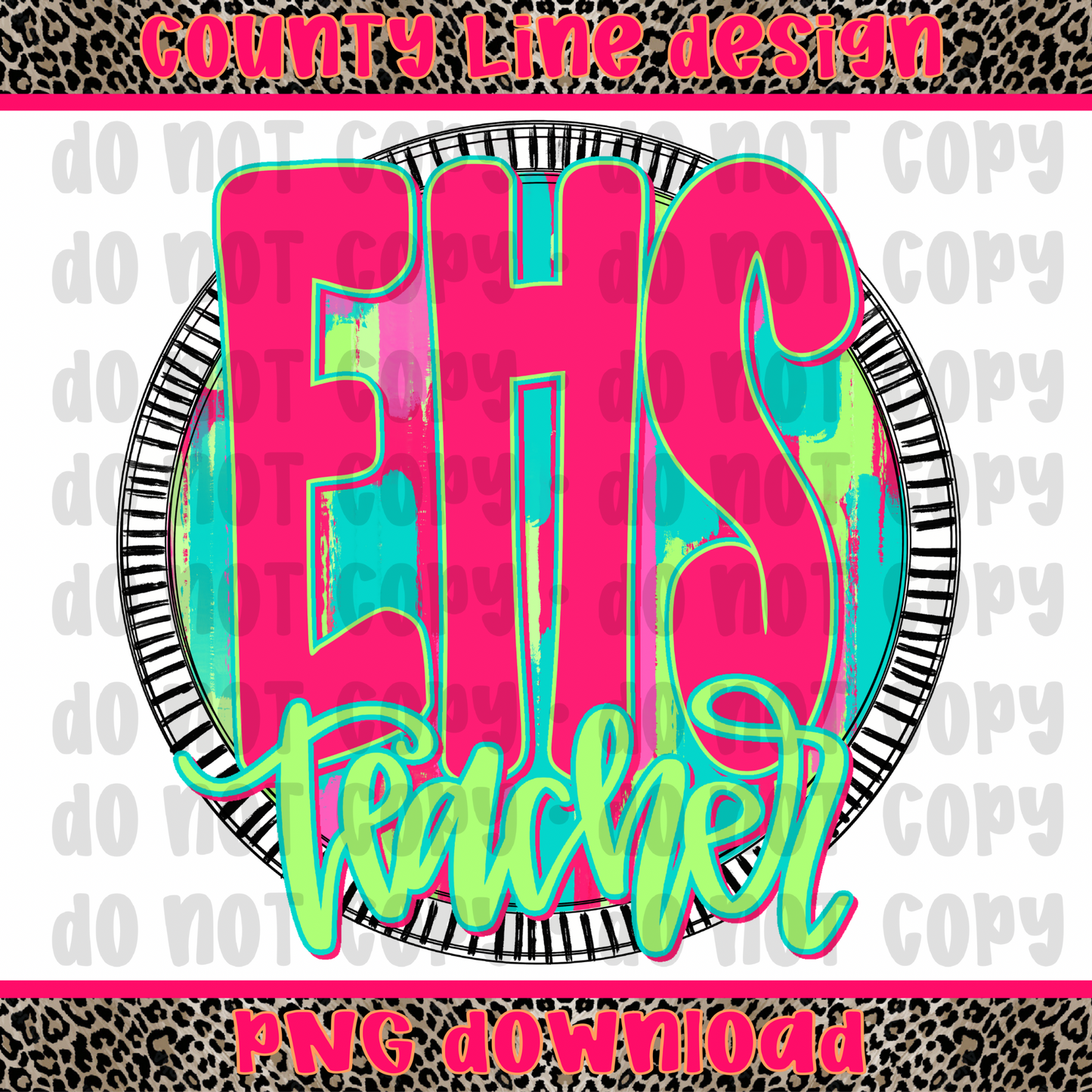 EHS Teacher Neon Circle PNG