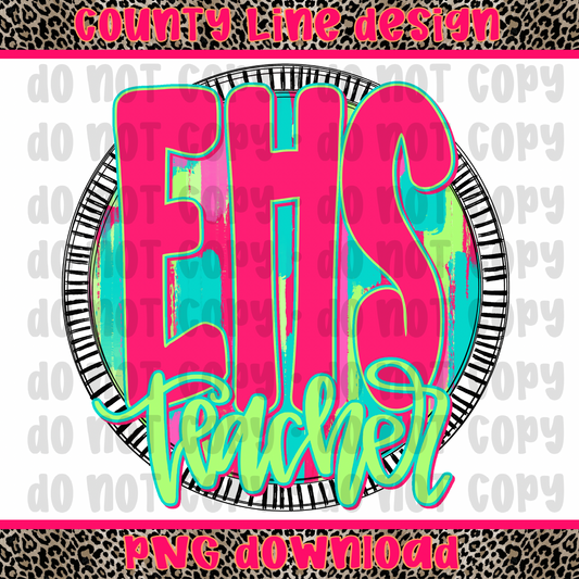EHS Teacher Neon Circle PNG
