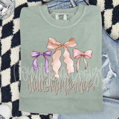 Hallothanksmas Watercolor Bows PNG