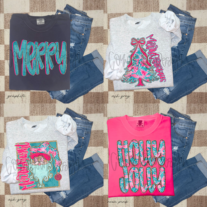 Neon Pink Christmas BUNDLE PNG - 4 FILES