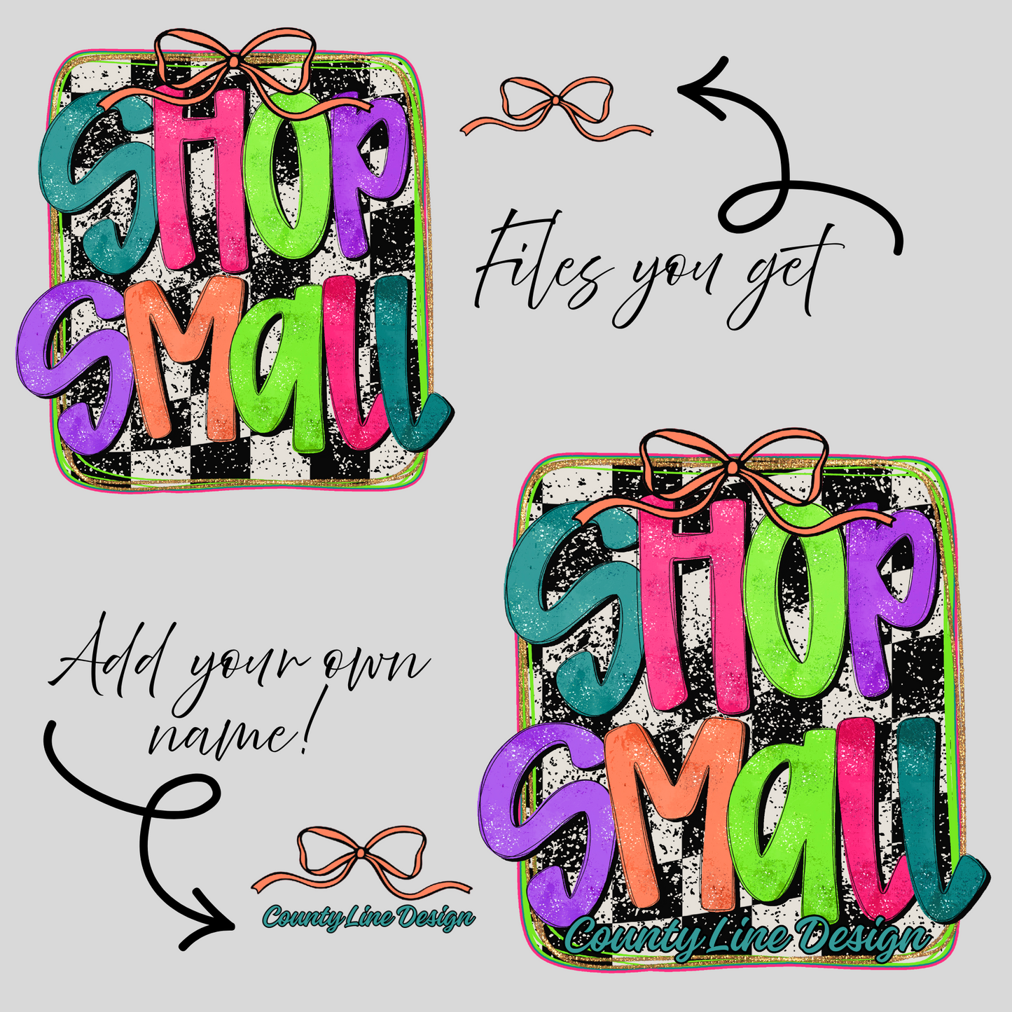 Shop Small Neon Checker PNG - Add your own name!