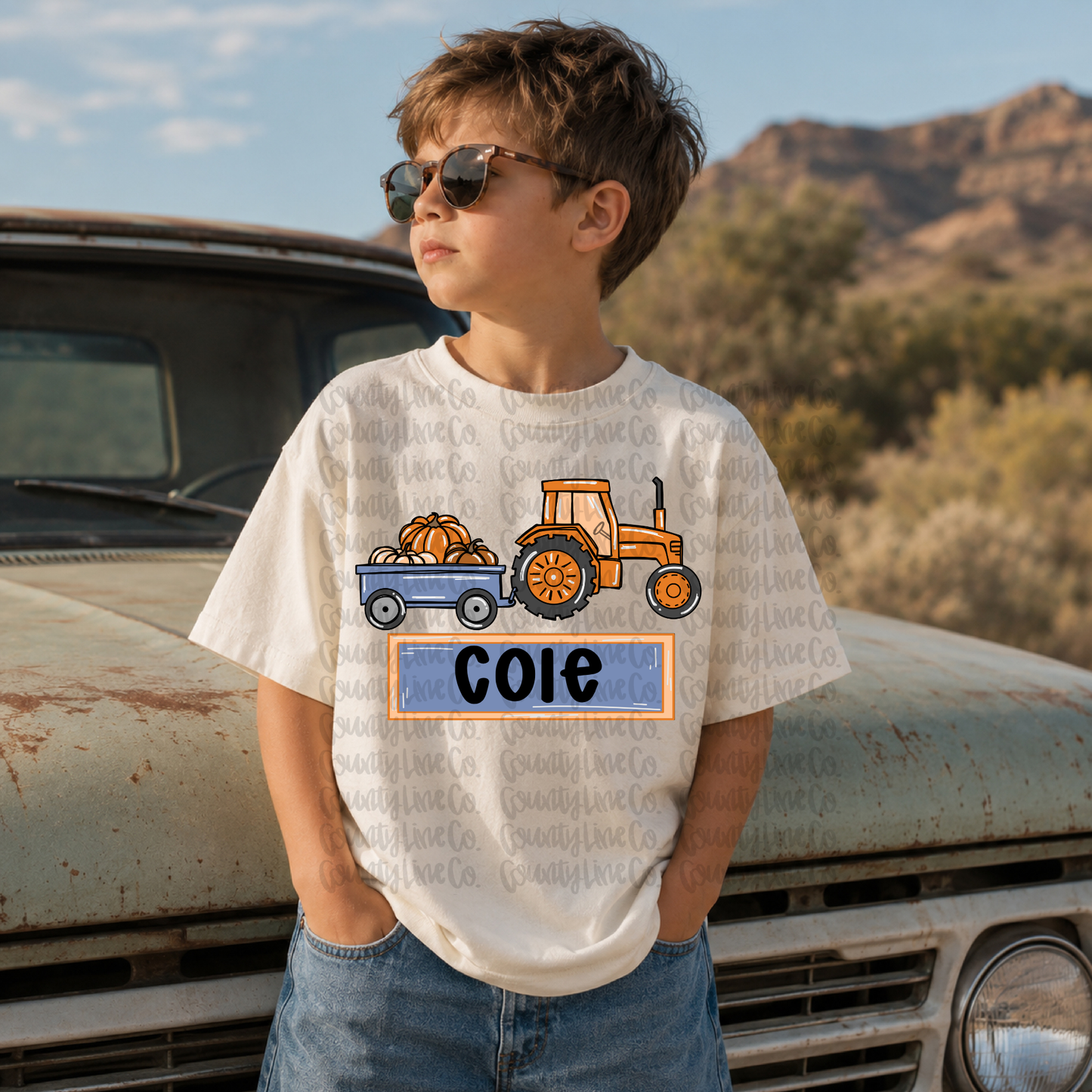 8/17 pumpkin tractor name plate