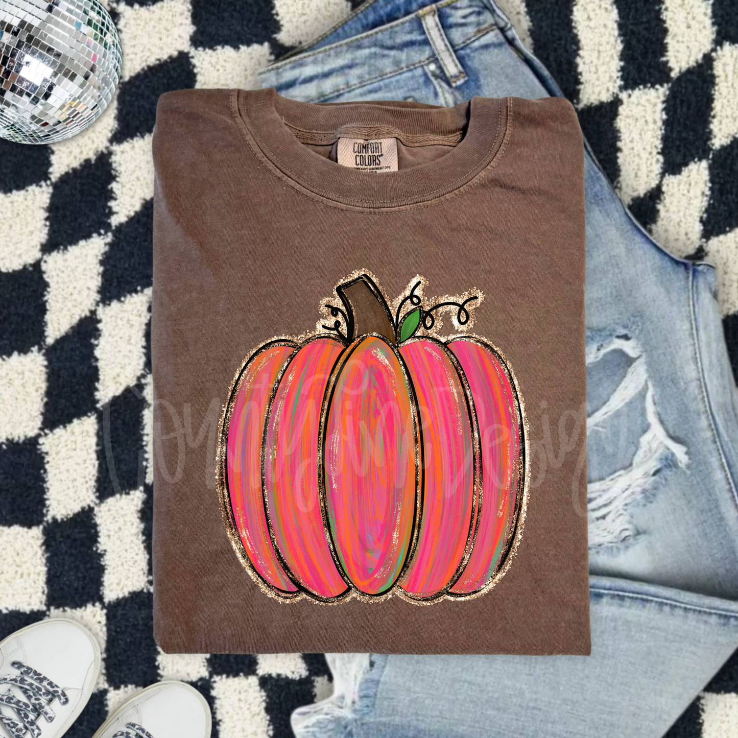 Neon Gold Foil Pumpkin PNG