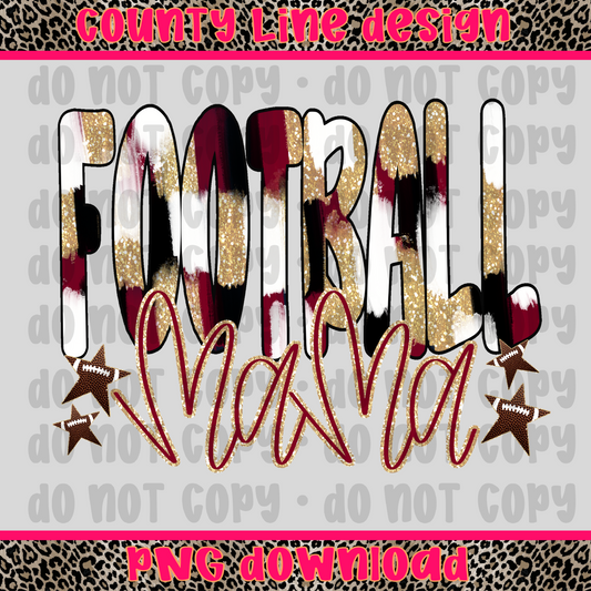 Football mama stars maroon/black PNG